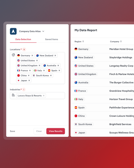 Screen of list of locations with IBISWorld company data