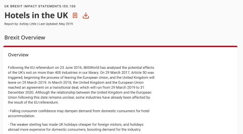 Brexit Impact Summaries by IBISWorld